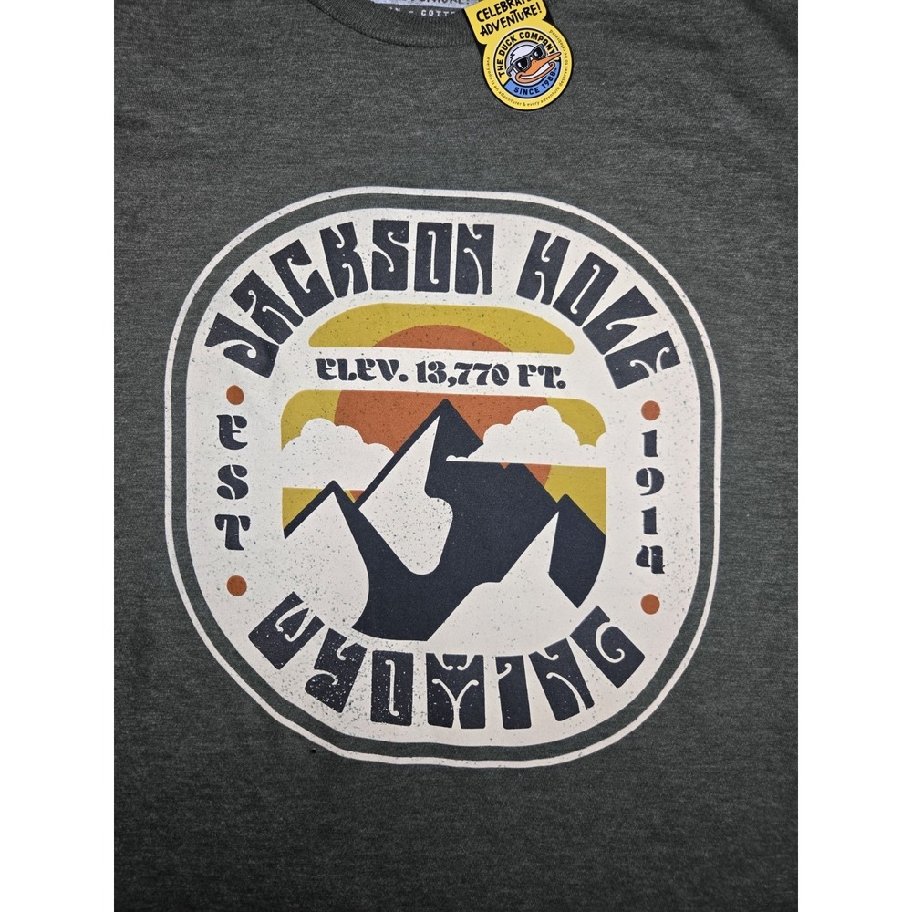 The Duck Company Jackson Hole Wyoming Gray Men's Short Sleeve T-Shirt L - Picture 2 of 6